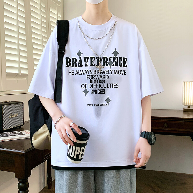 圆领百搭半袖青少年印花夏季标准bloketteT恤短袖休闲宽松潮流男