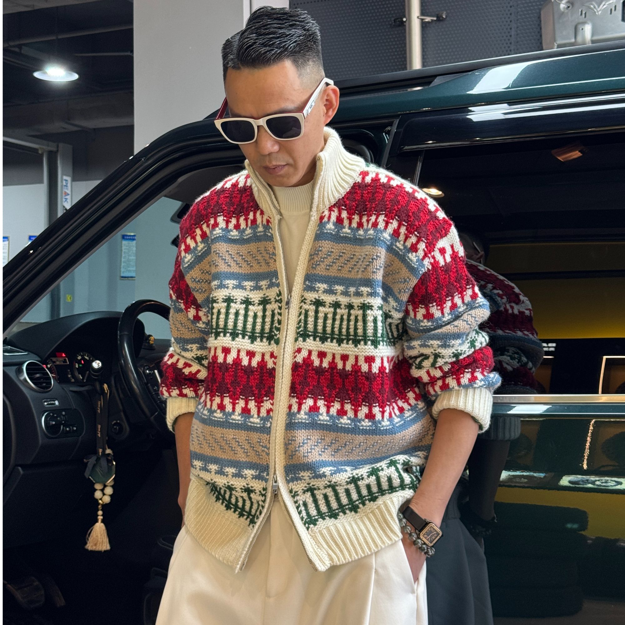 2025男士圣诞节系列羊毛立领时尚潮流开衫毛衣外套秋冬