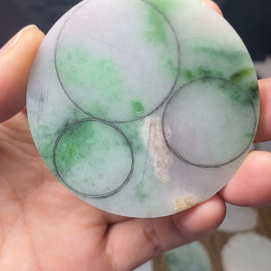 定制翡翠未镶嵌三个平安扣包工