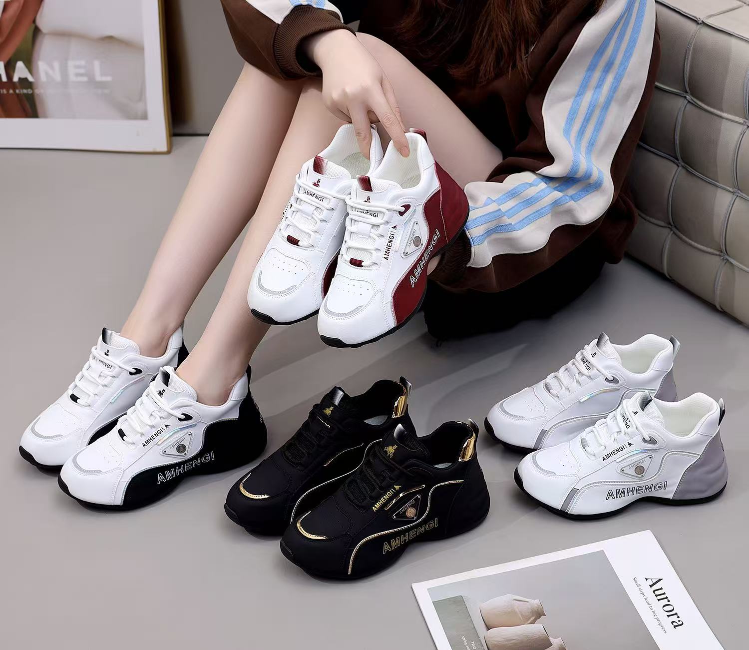 【  艾玛世盛世】秋冬新款海港城奢品男女同款百搭运动透气休闲鞋