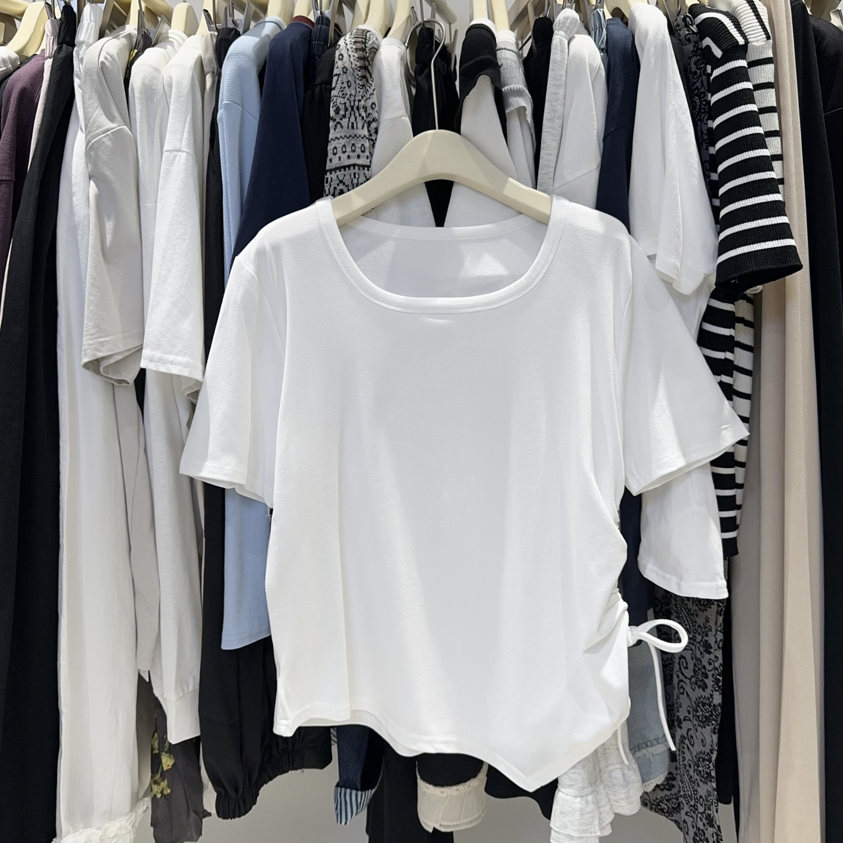 （十八家）2557舞蹈生抽绳显瘦短袖