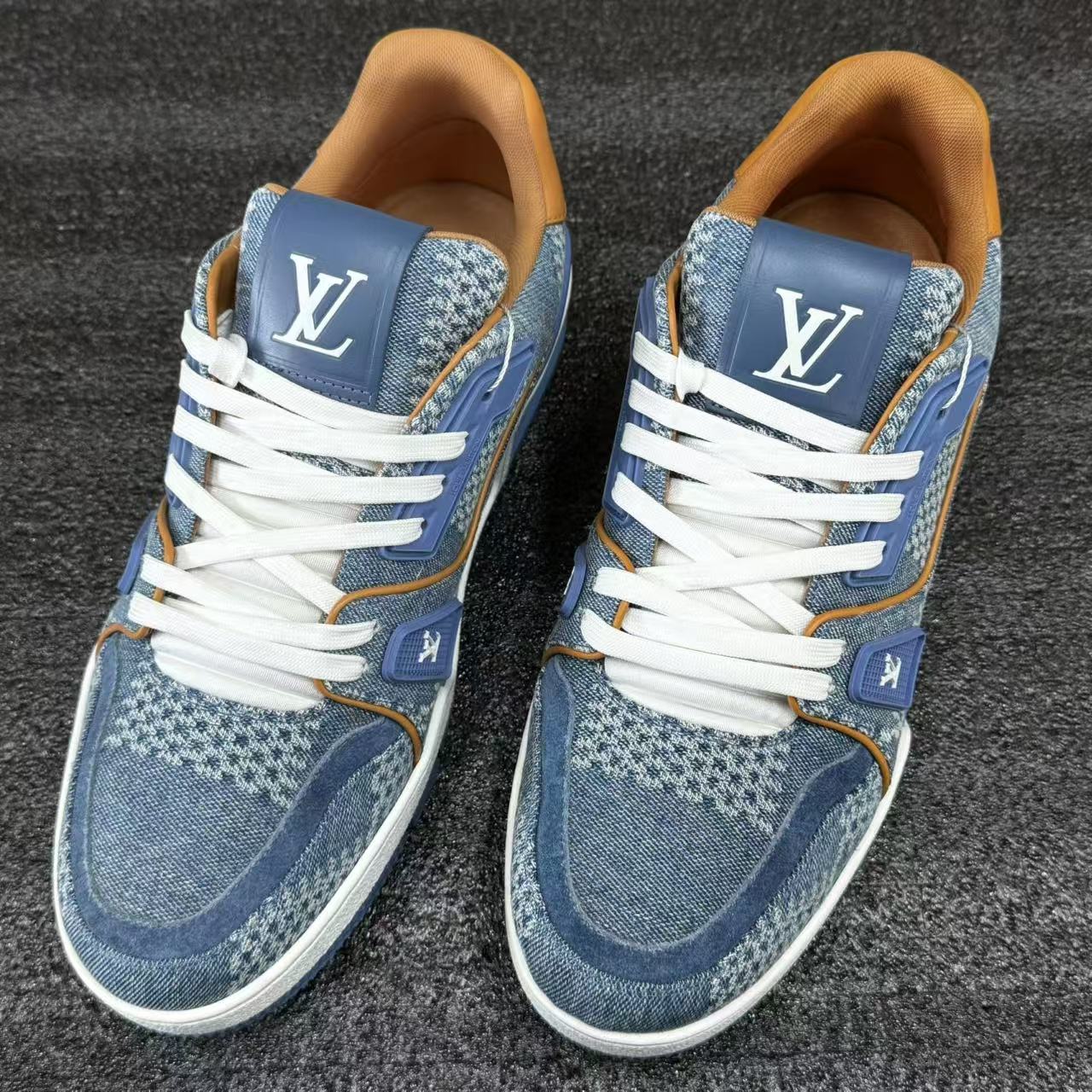 【海蜀黍特惠】LouisVuitton/路易威登蓝色牛仔格纹配色Trainer板鞋