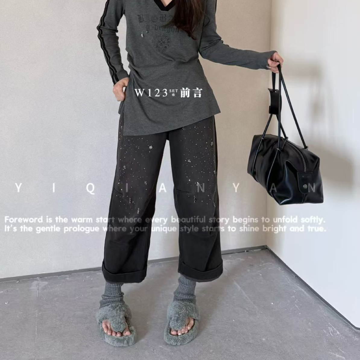 欧货正品牛仔裤重工九分裤宽松显瘦女