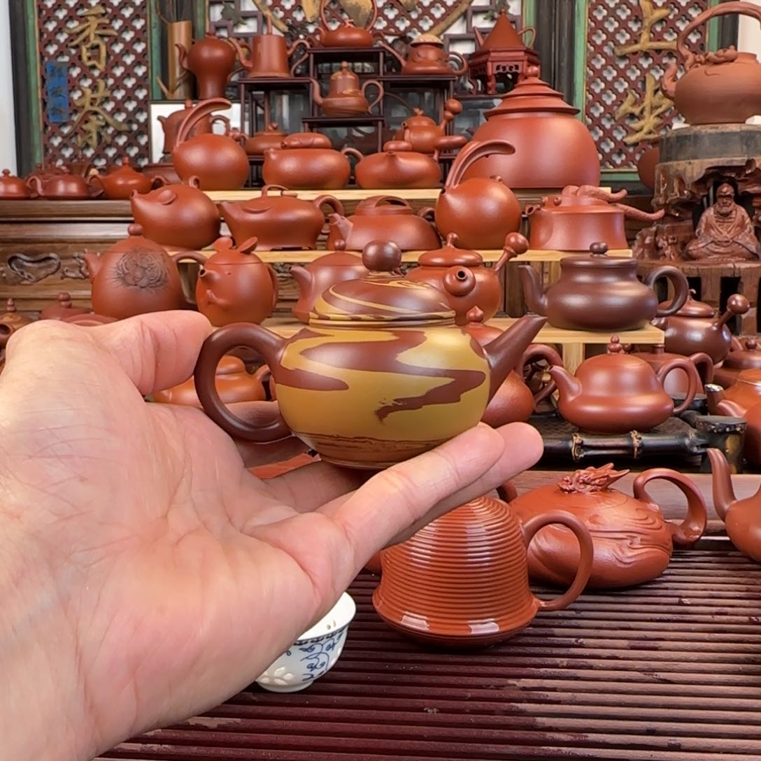 朱泥茶壶70cc潮州手拉壶