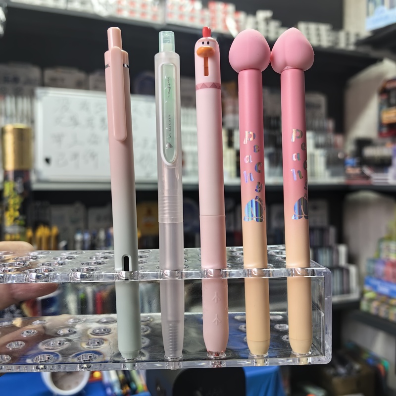 粉系套组5支笔-黑色中性笔-点石极光静音+寻梦+东米小鸡+赞仕想桃