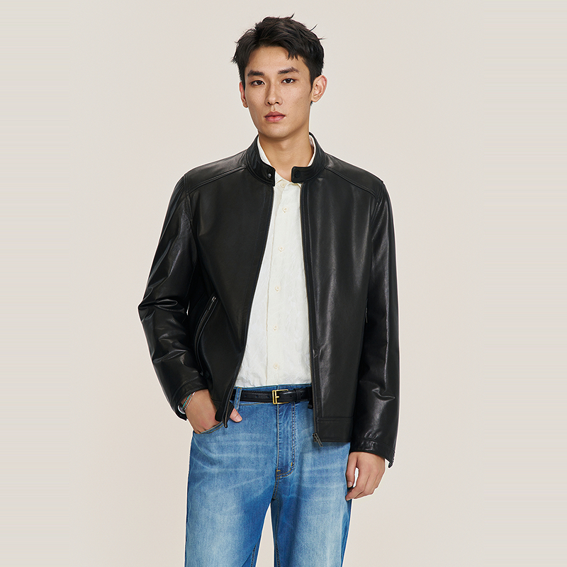 安正男装商场同款25年冬装山羊皮衣ALFD2WP11A9