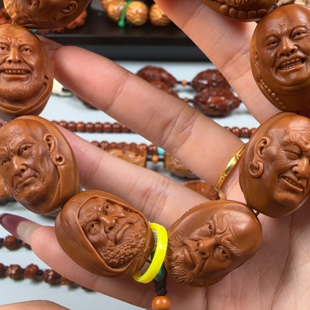 橄榄核手串/手链尺寸2.2鸡血红水晶核十八罗汉手串