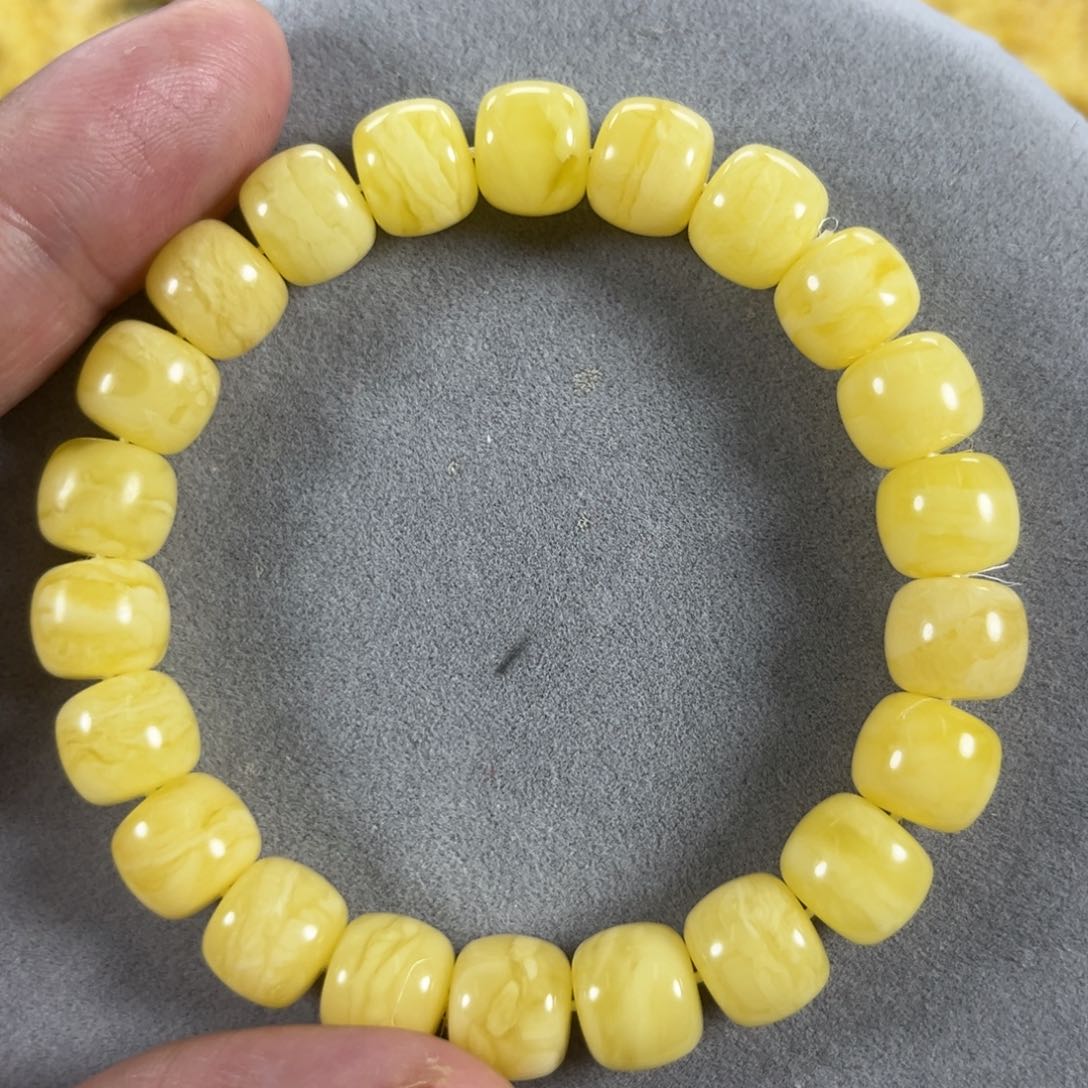 蜜蜡手串未镶嵌不****鱼纯天然俄料白花虎皮