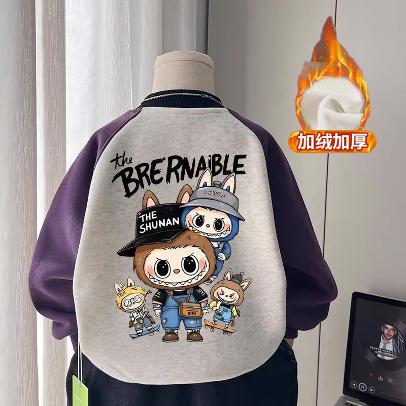 男童女童加绒卫衣2025新款女童韩冬季一体绒打底衫宝宝保暖上衣