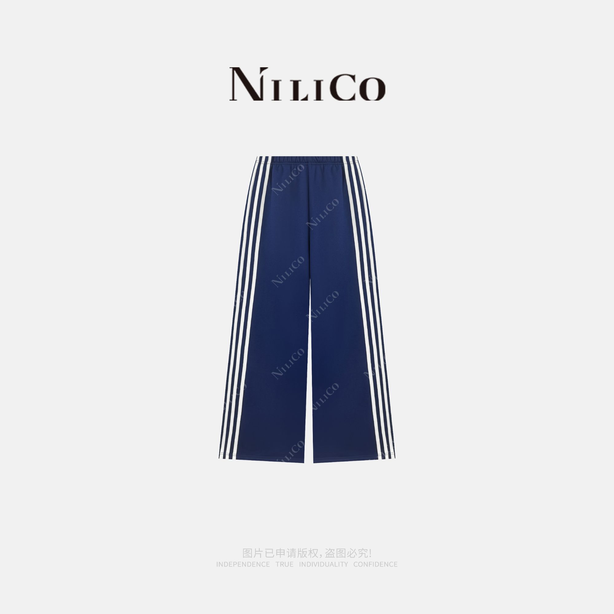 NILICO【轻云之下】设计感美式阔腿高腰松弛感休闲裤