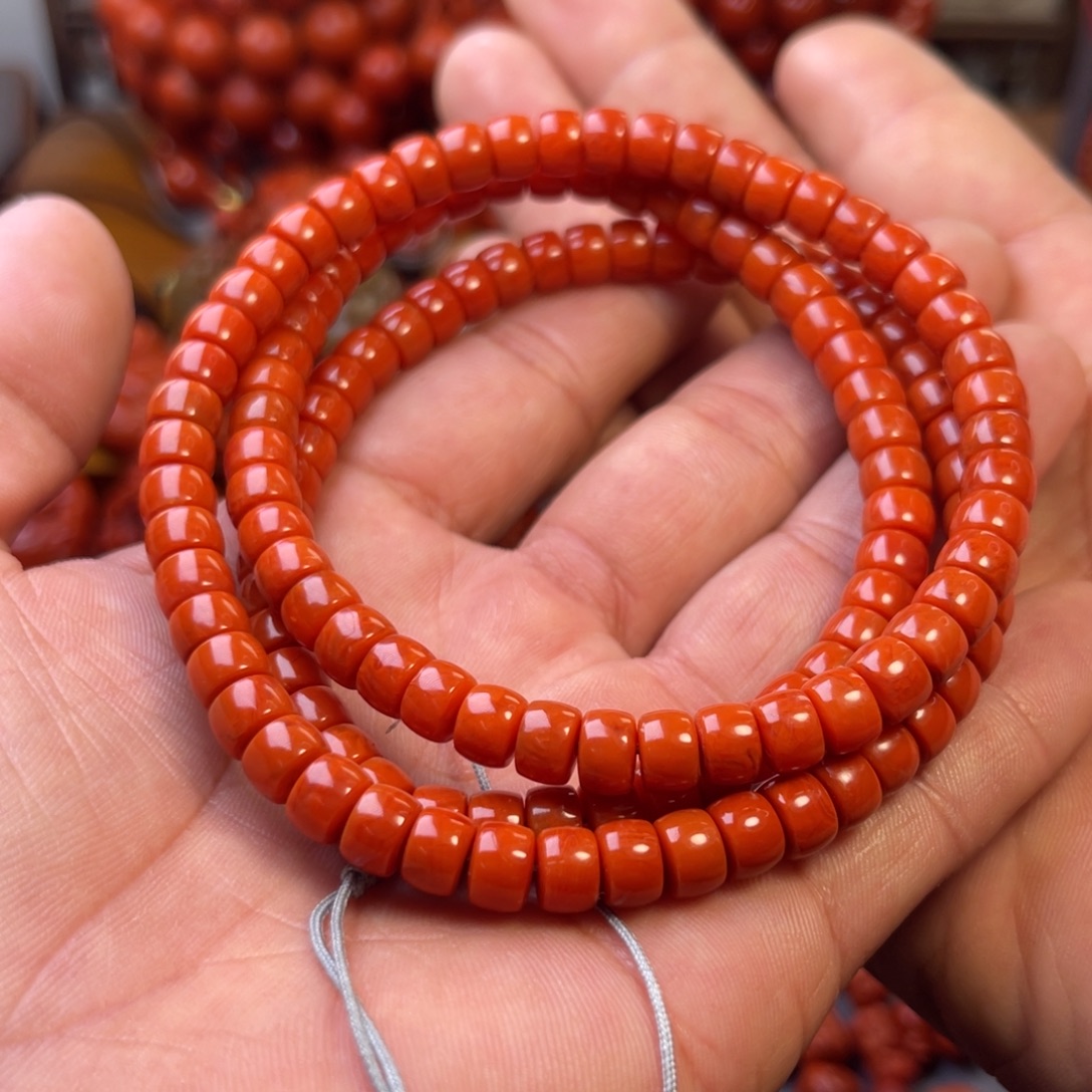 南红玛瑙未镶嵌川料精工直切108卡7➕