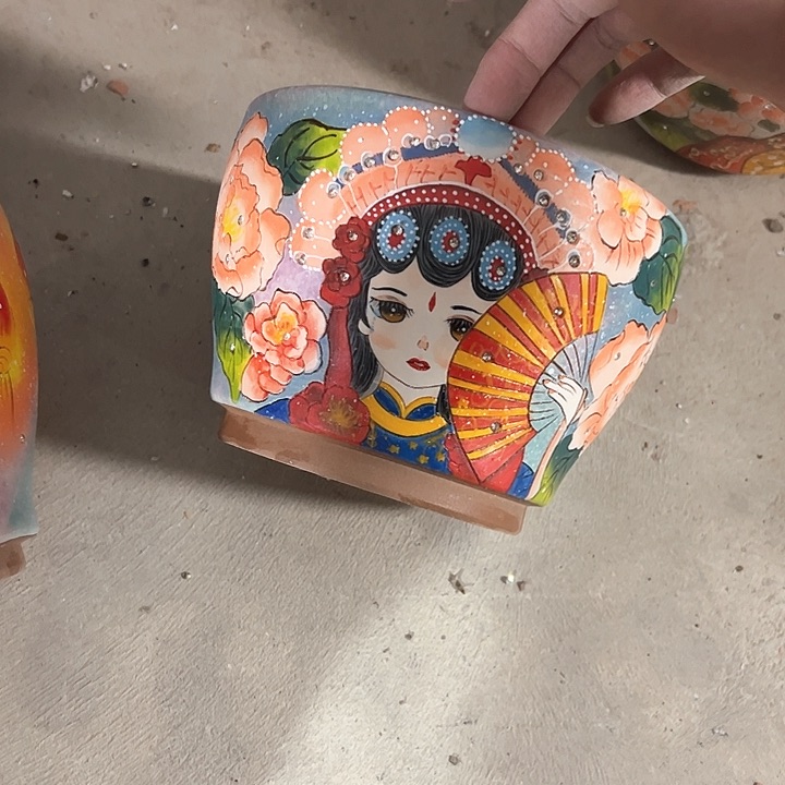 满39.9包邮景德镇手绘花盆糖*c