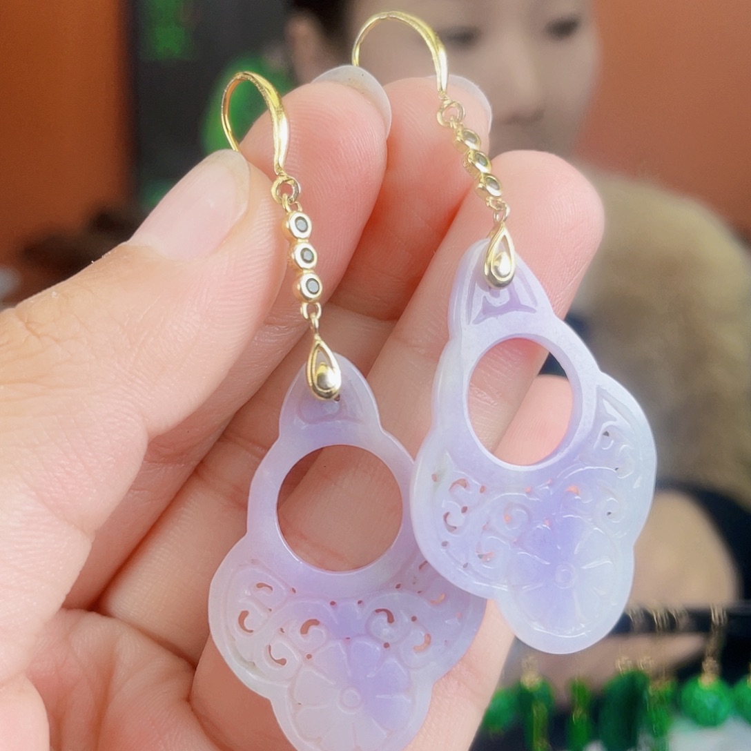 翡翠银S925镶嵌耳饰