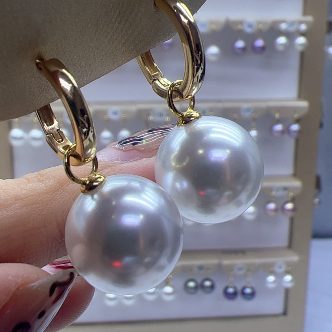 淡水珍珠耳饰银S925镶嵌