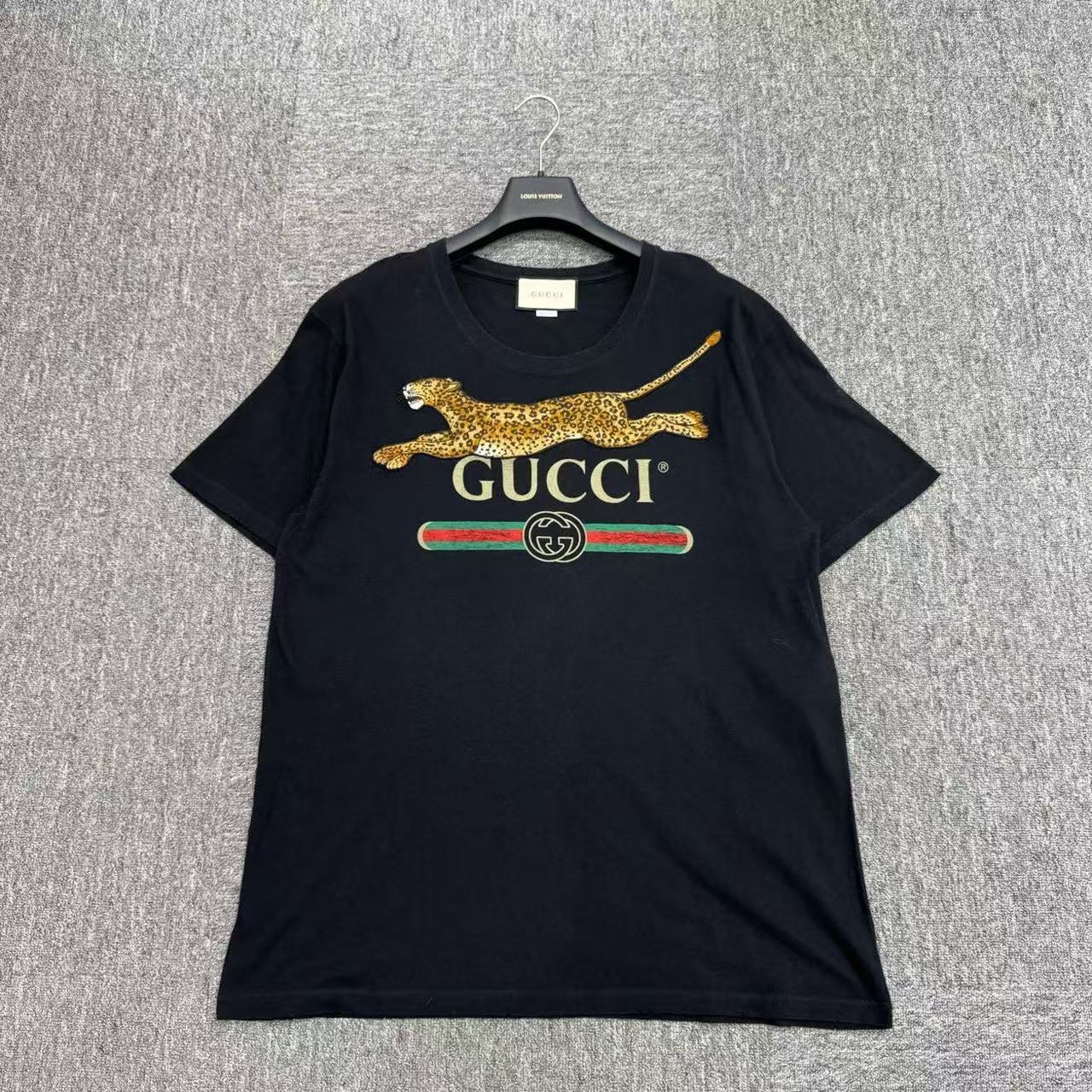 99新 GUCCI/古驰 豹子刺绣字母印花短袖/L码/16145