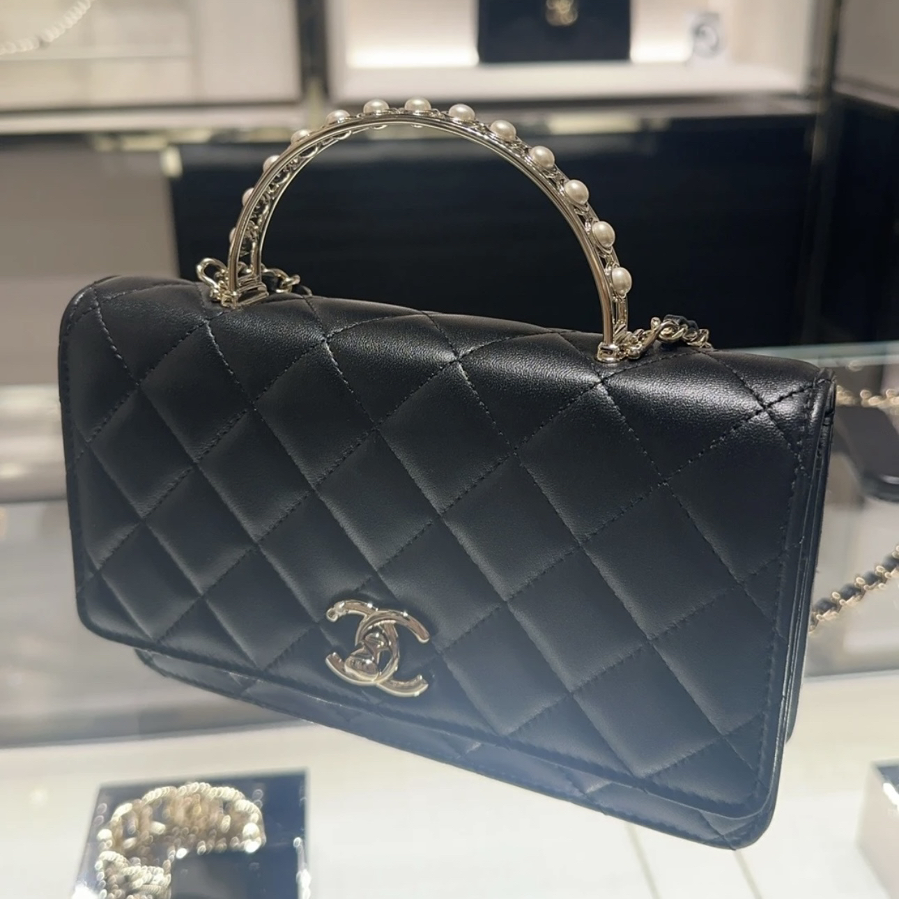 99新 Chanel/香奈儿 香奈儿24s珍珠手提斜挎woc