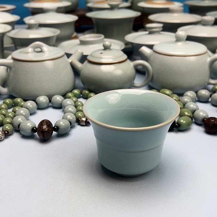 杯微暇天青釉马蹄杯原矿原釉原产地