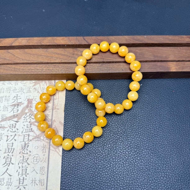 高端奢饰精美玉化鸡油黄龙手串 D171多样性发