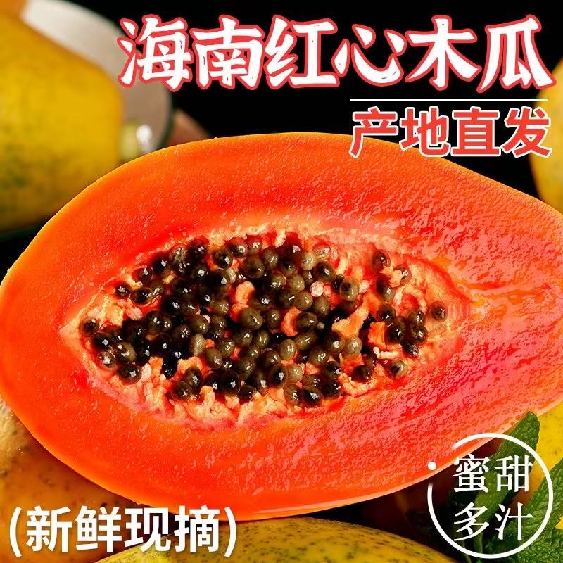 正宗海南红心木瓜产地直发带箱5斤