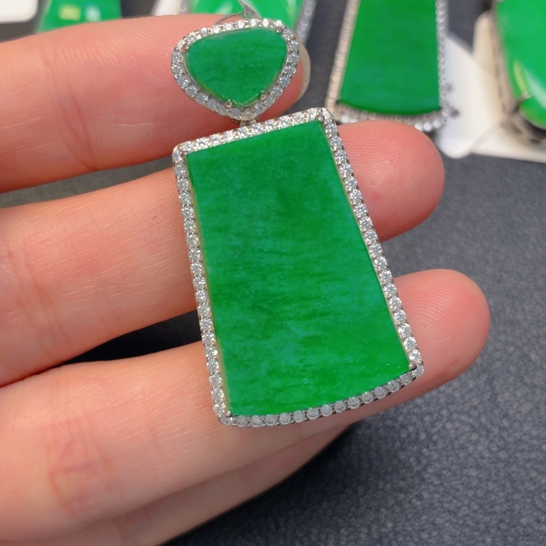 翡翠银S925镶嵌吊坠(不含链)