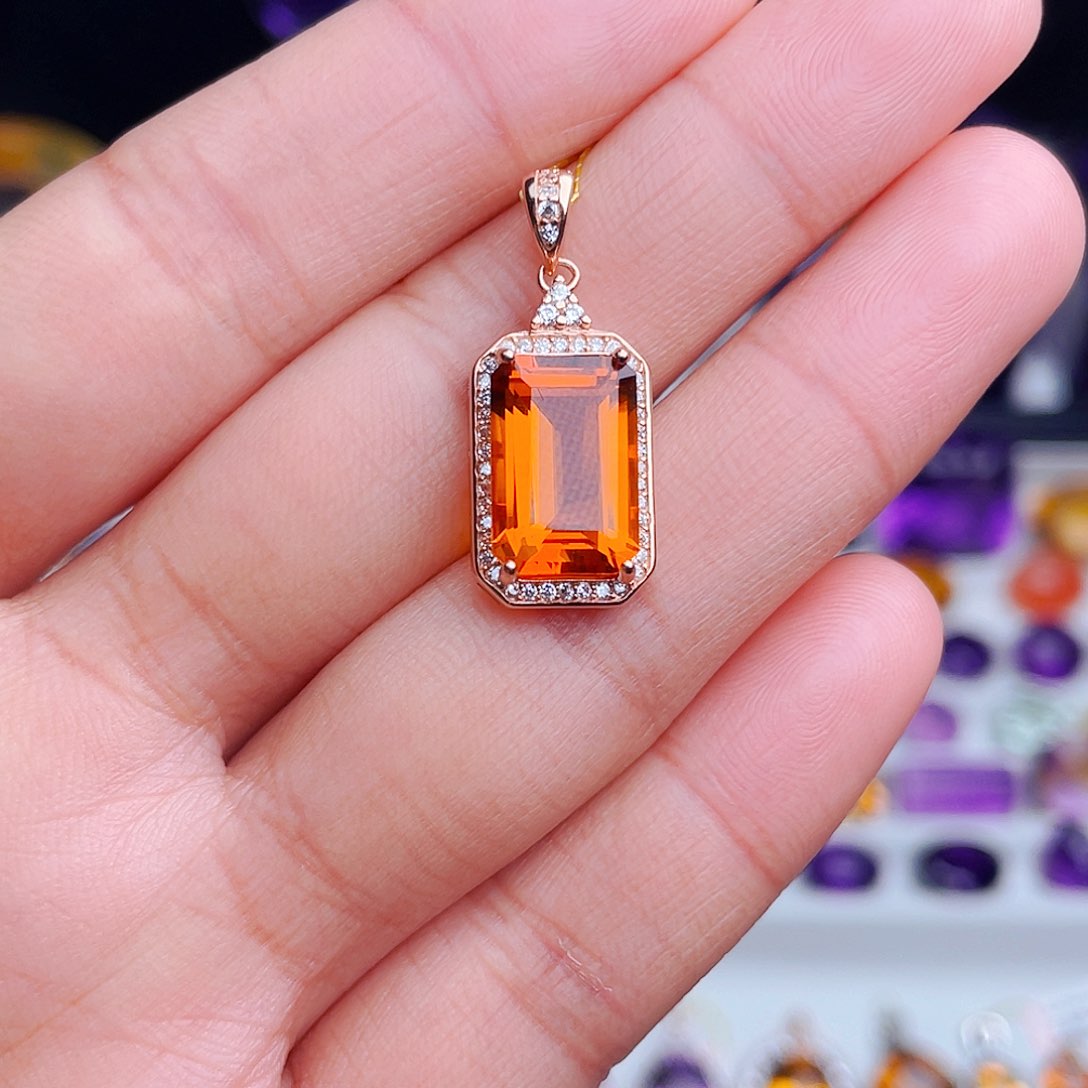 颈饰银S925镶嵌黄晶天然保真