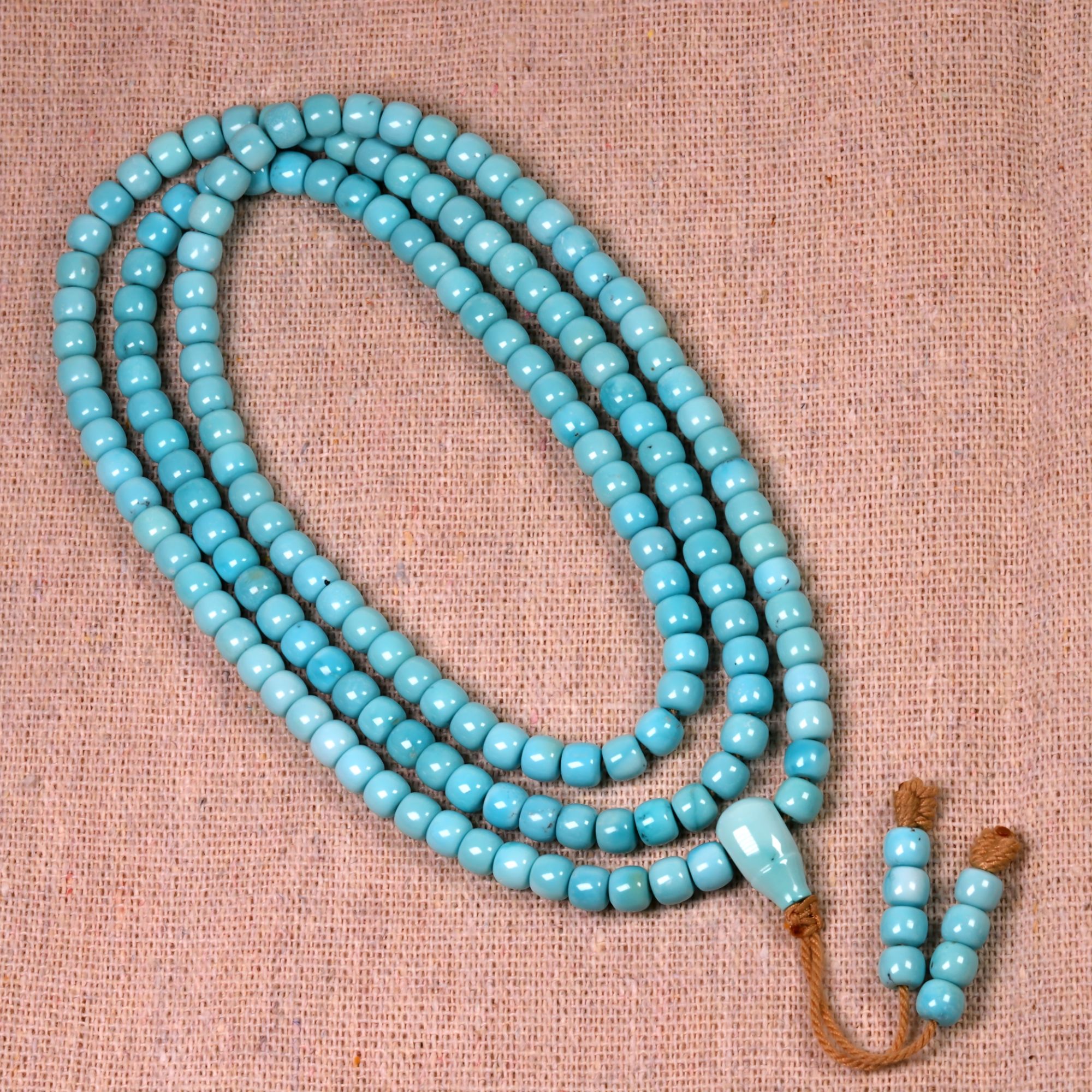 天然原矿绿松石高瓷精品老型108项链