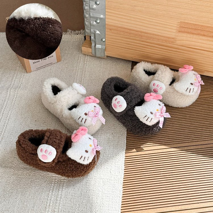 儿童可爱卡通毛毛鞋加绒软底豆豆鞋2025冬季男女童保暖二棉鞋子潮