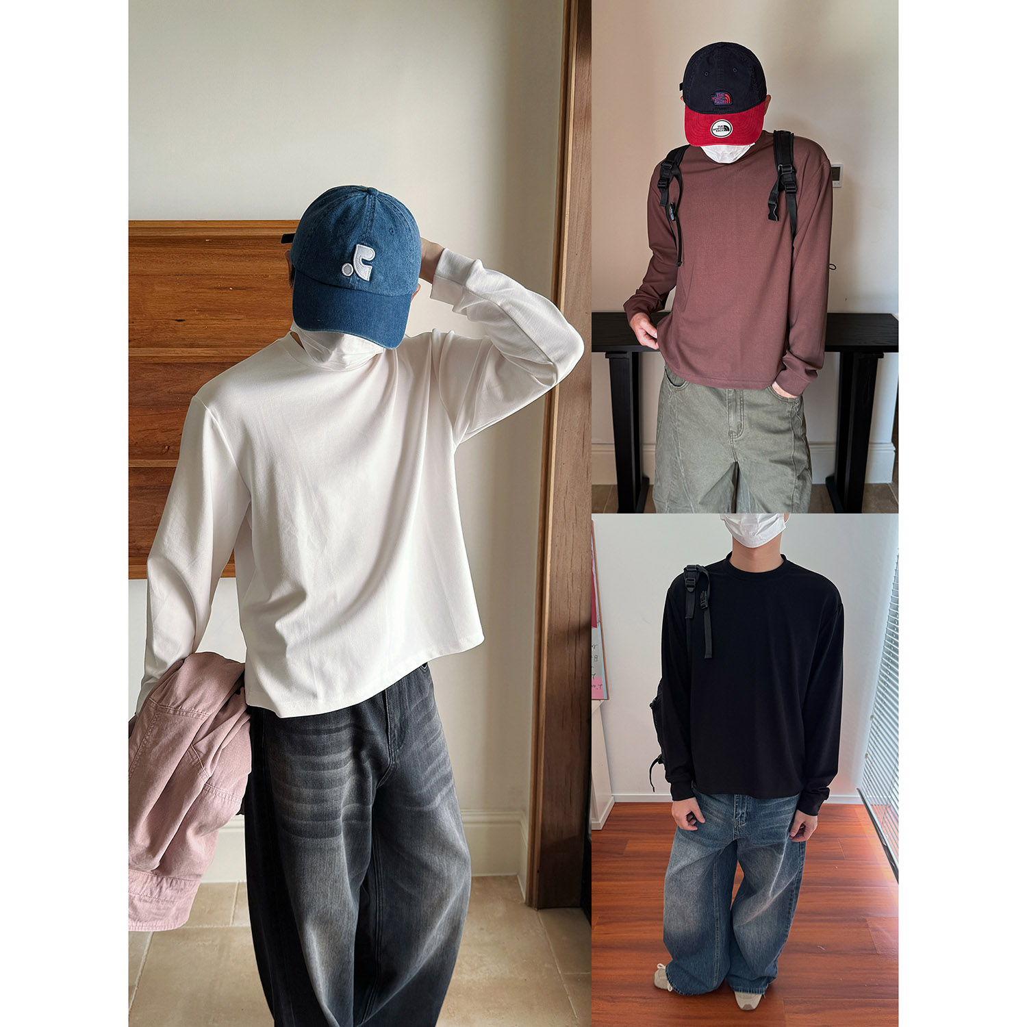 19studio WAYNEPRINCE 美式boxy短宽版打底衫上衣纯色宽松长袖T恤