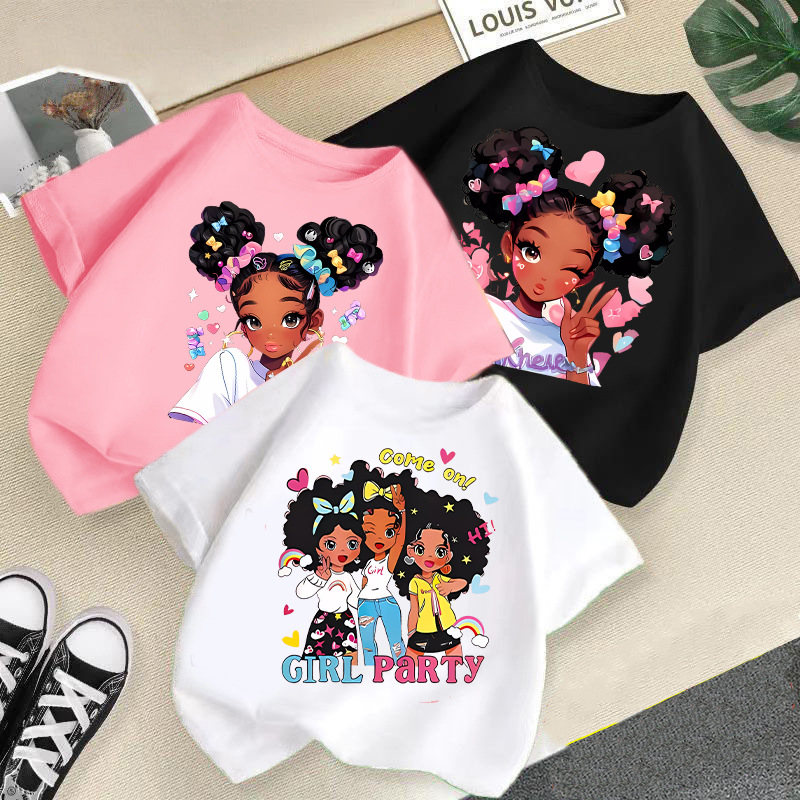 跨境2025新款女童短袖外贸女孩t恤儿童上衣宝宝休闲印花夏季宝贝