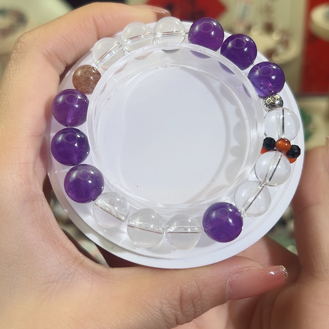 水晶手串未镶嵌紫水晶11m m