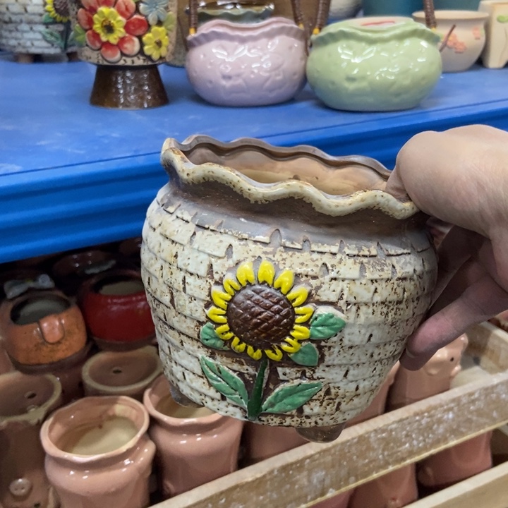 陶瓷花盆单场满9.9发14*13.5白