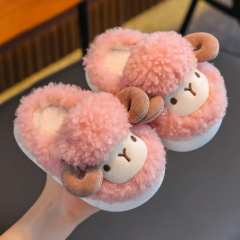 秋冬季儿童棉拖鞋男女童保暖加绒防滑踩屎感中小童宝宝居家棉拖鞋