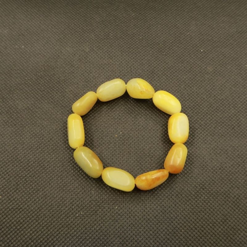 文玩杂项收藏盘玩佛珠手链新疆和田细腻羊脂润洒金皮随形手串