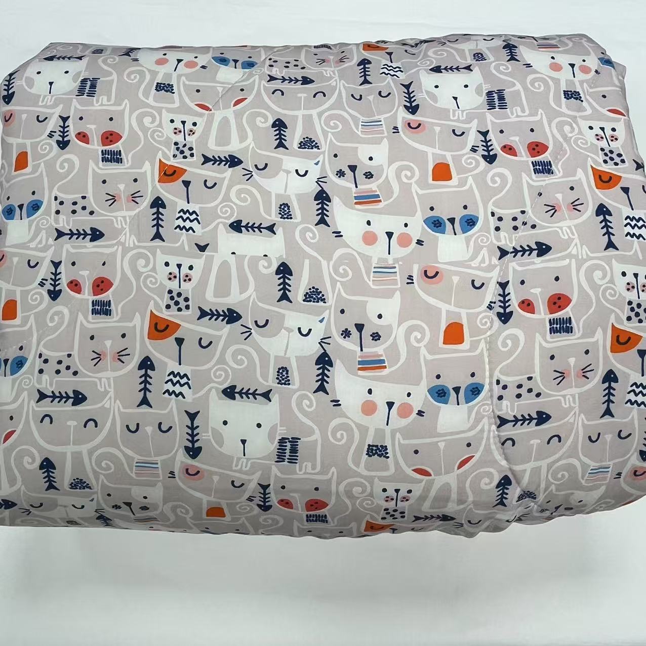 【绒兰】150*200cm数码印花棉绸夏凉被 55号  小猫和鱼