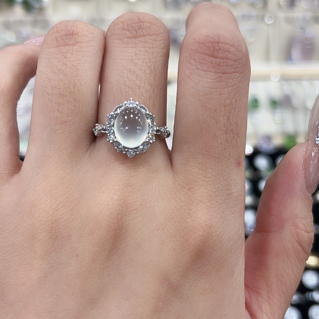 岫玉银S925镶嵌戒指