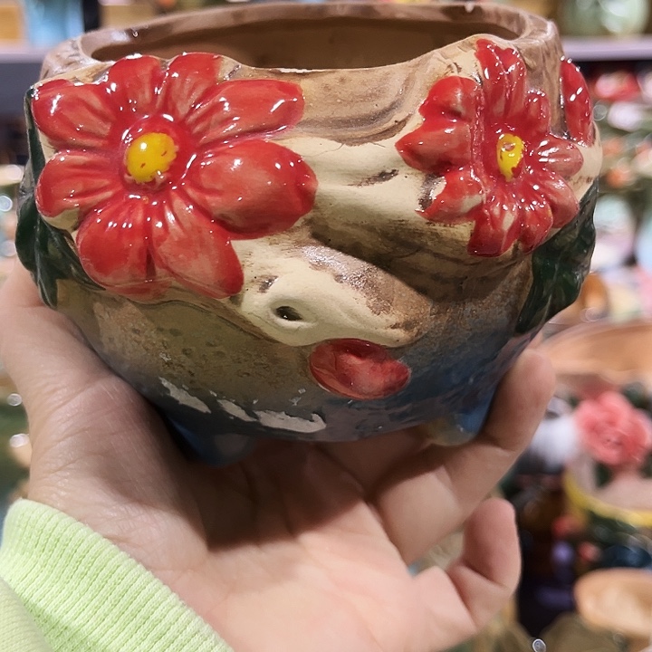 瓷片花盆多肉植物艺术品
