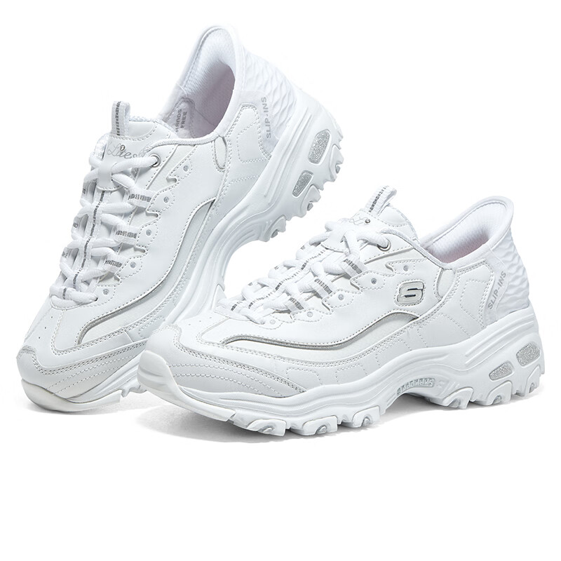 （a025）斯凯奇Skechers女鞋白色/银色D'LITES系列时尚绑带运动鞋