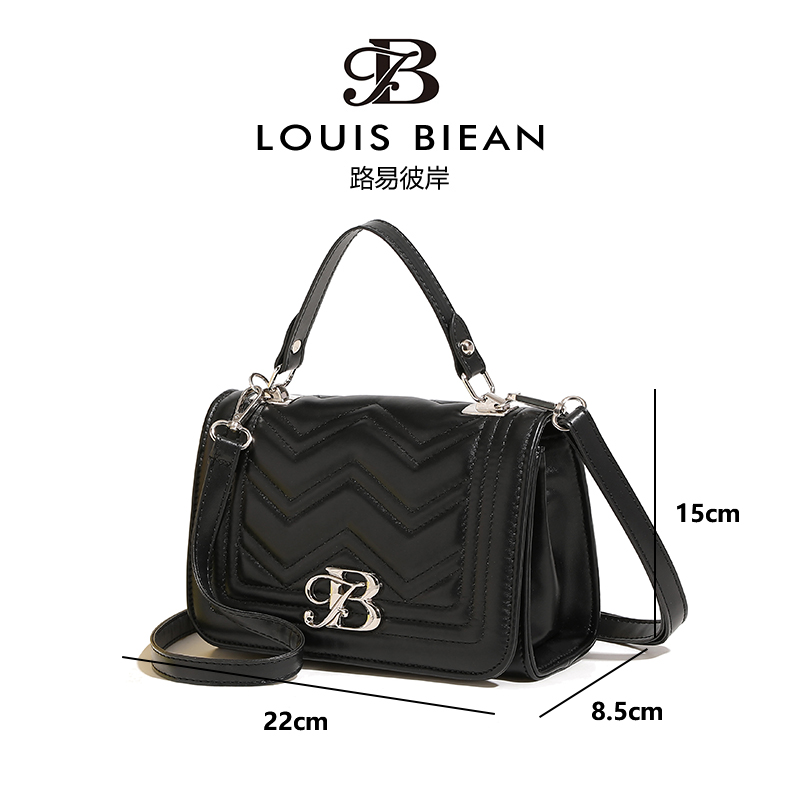 Louis biean 路易彼岸小香风新款菱格斜挎包单肩手提包8020黑