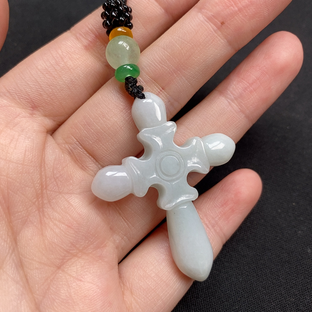 天然翡翠十字架男女款玉坠