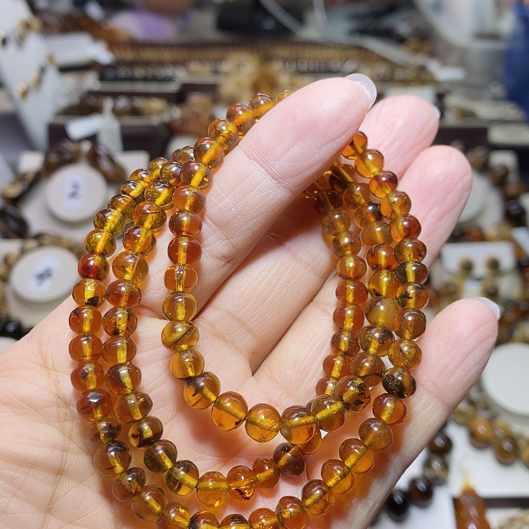 琥珀未镶嵌裸石金灵草6m