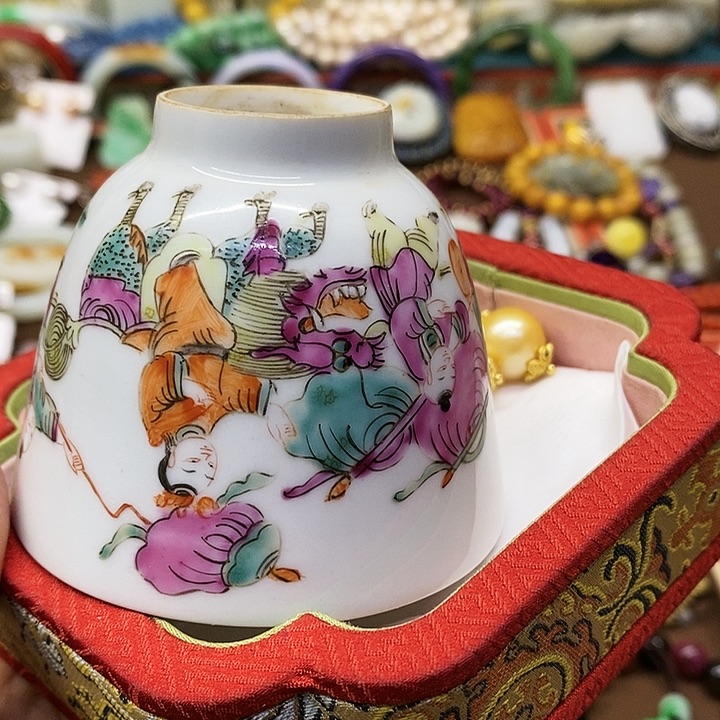 福**慧青花彩绘小主人杯子