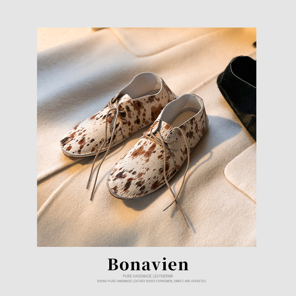 博娜薇2025春季新款薄款老钱风平底乐福鞋马毛莫卡辛鞋C5LF022