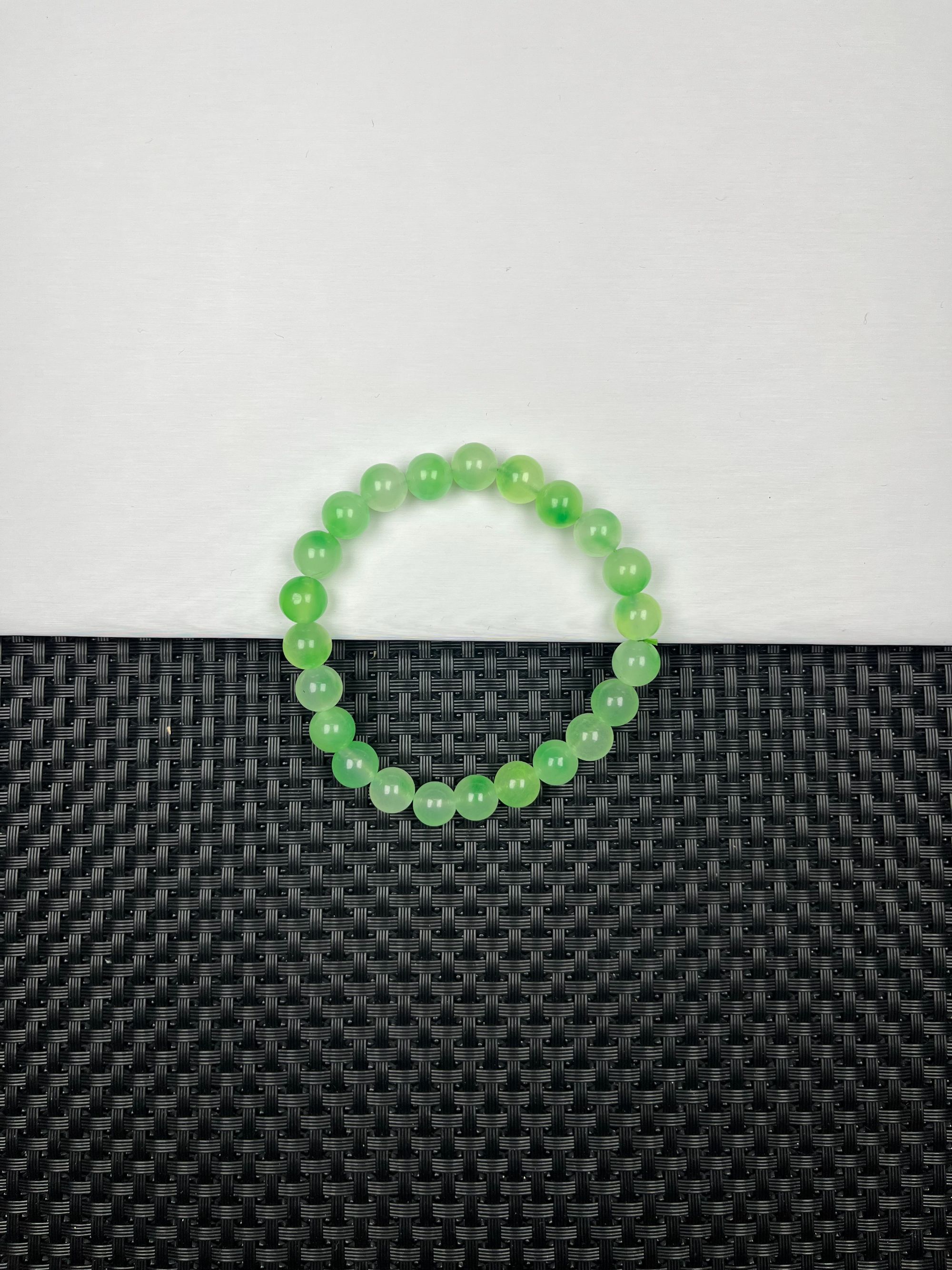 (老郑珠宝)W180冰飘绿花手串8m时尚精美气质百搭款