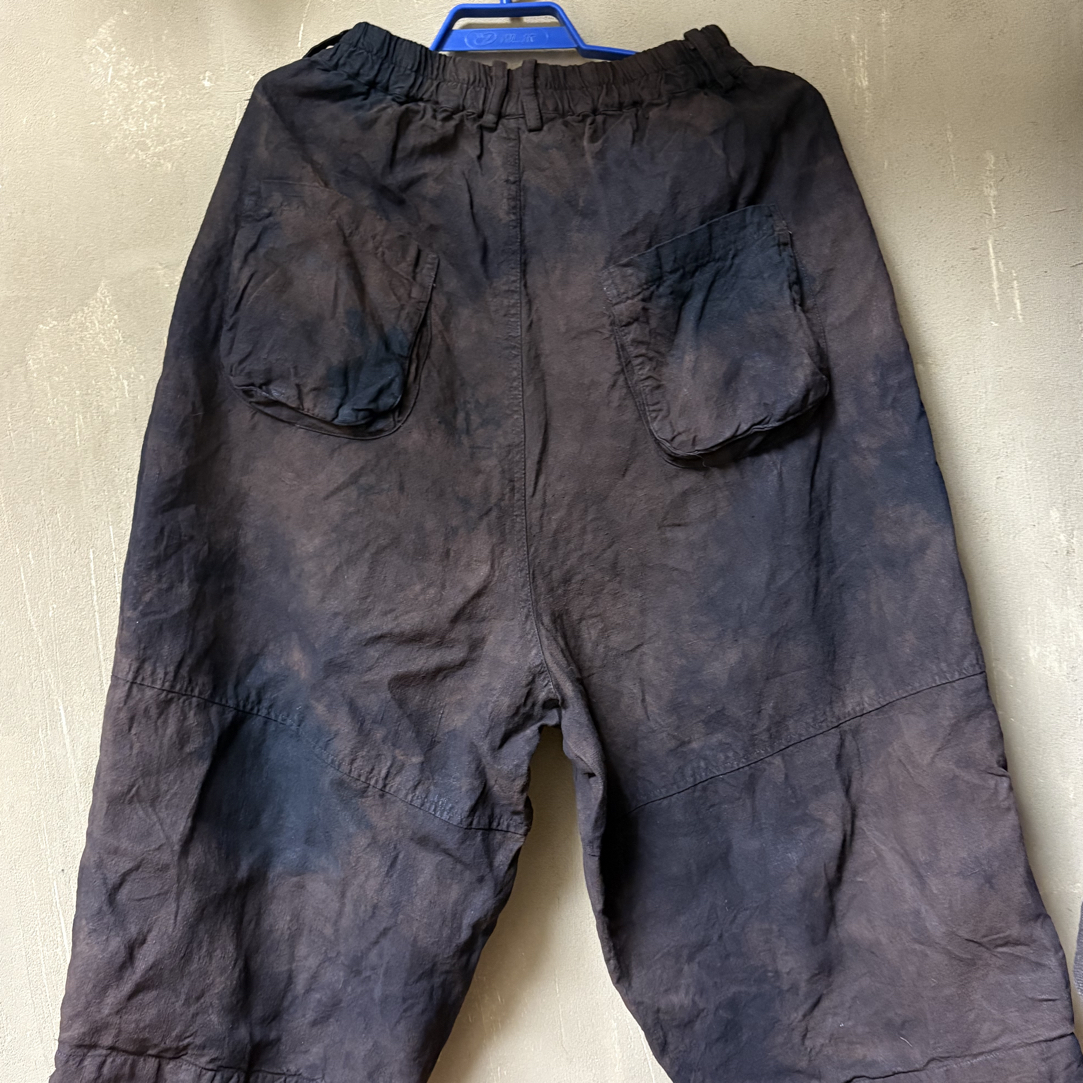 植物染色双层亚麻裤子（裤长85厘米臀围135厘米）