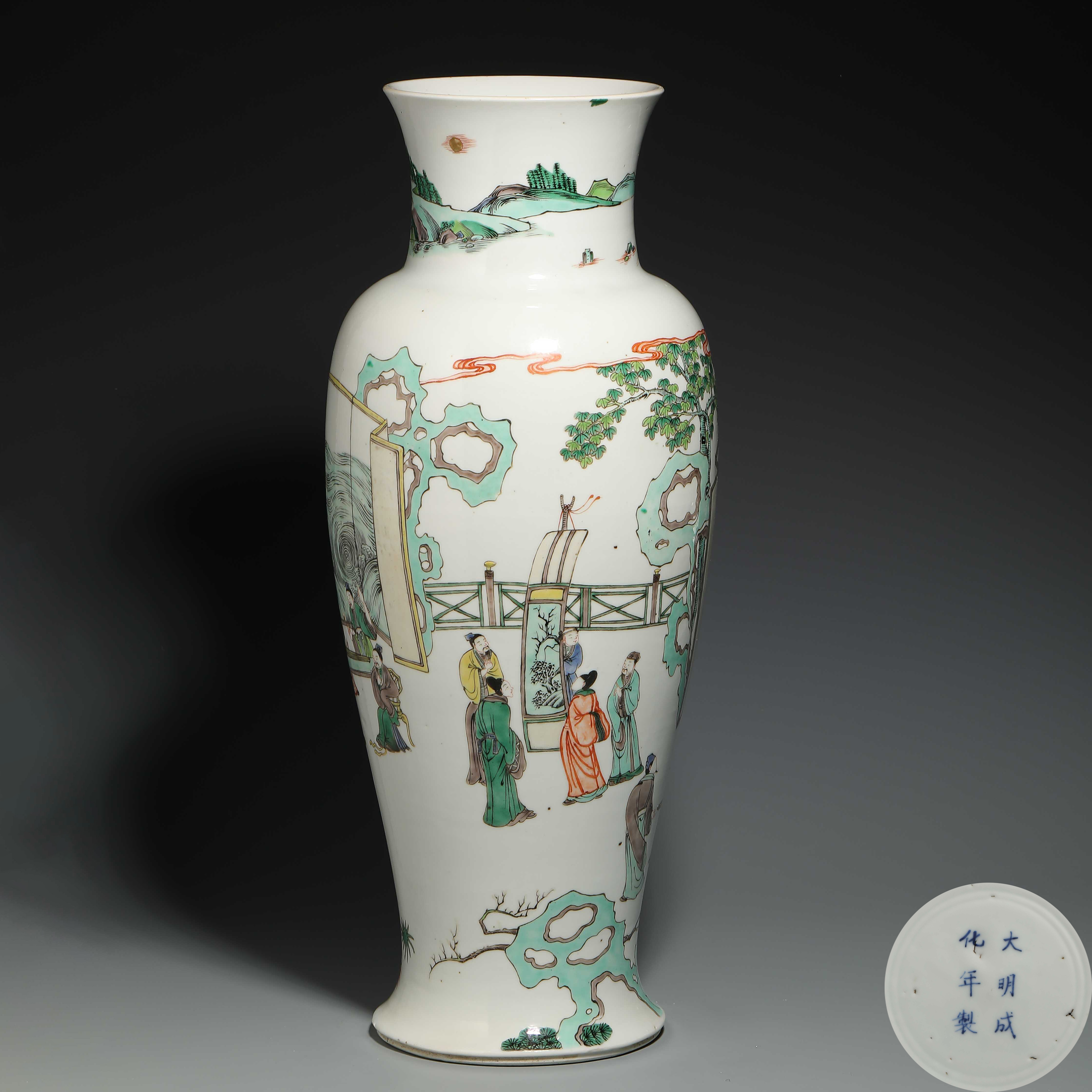 9134 清光绪 五彩人物故事图观音尊