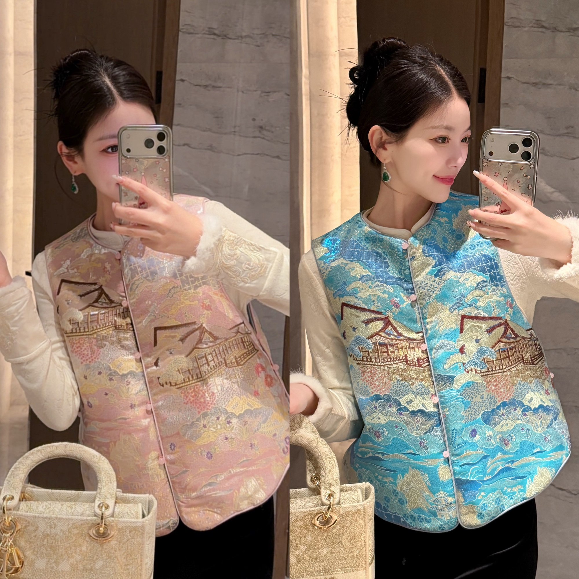 YIRAN【江南春图】新中式织锦缎提花温柔百搭马甲