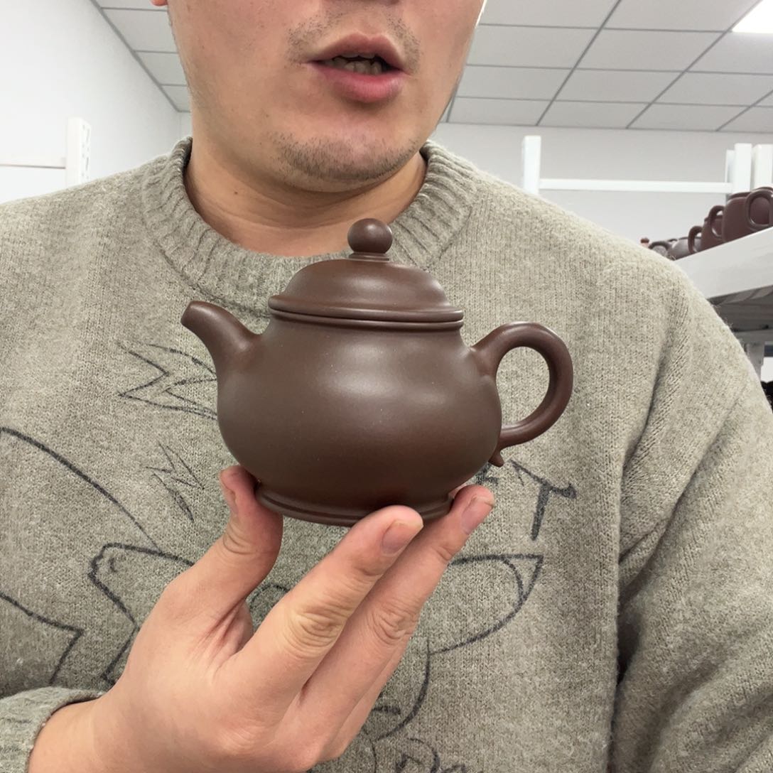 紫砂茶壶文墨老紫泥潘壶