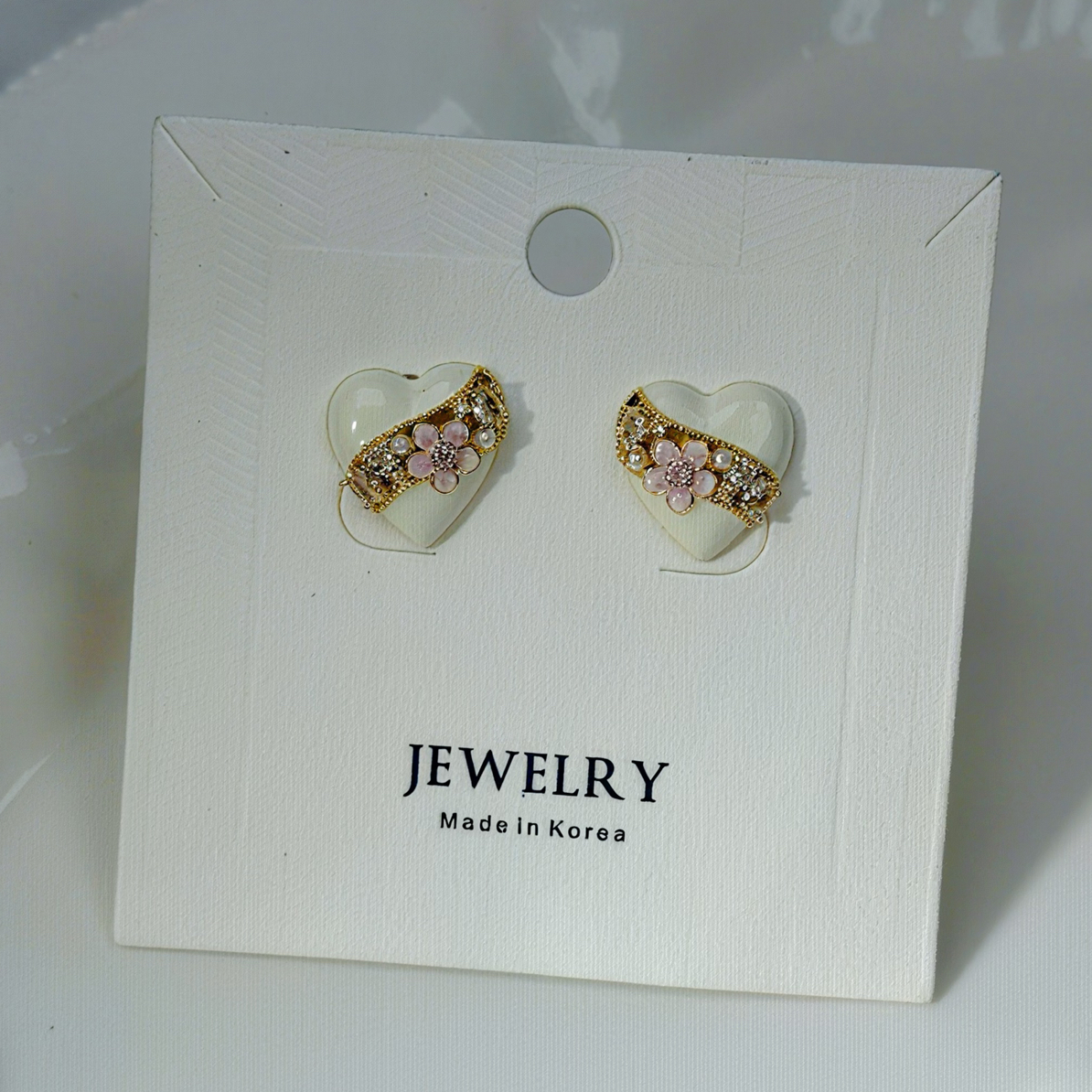 合金耳饰 法式植物花卉滴油爱心耳钉气质百搭