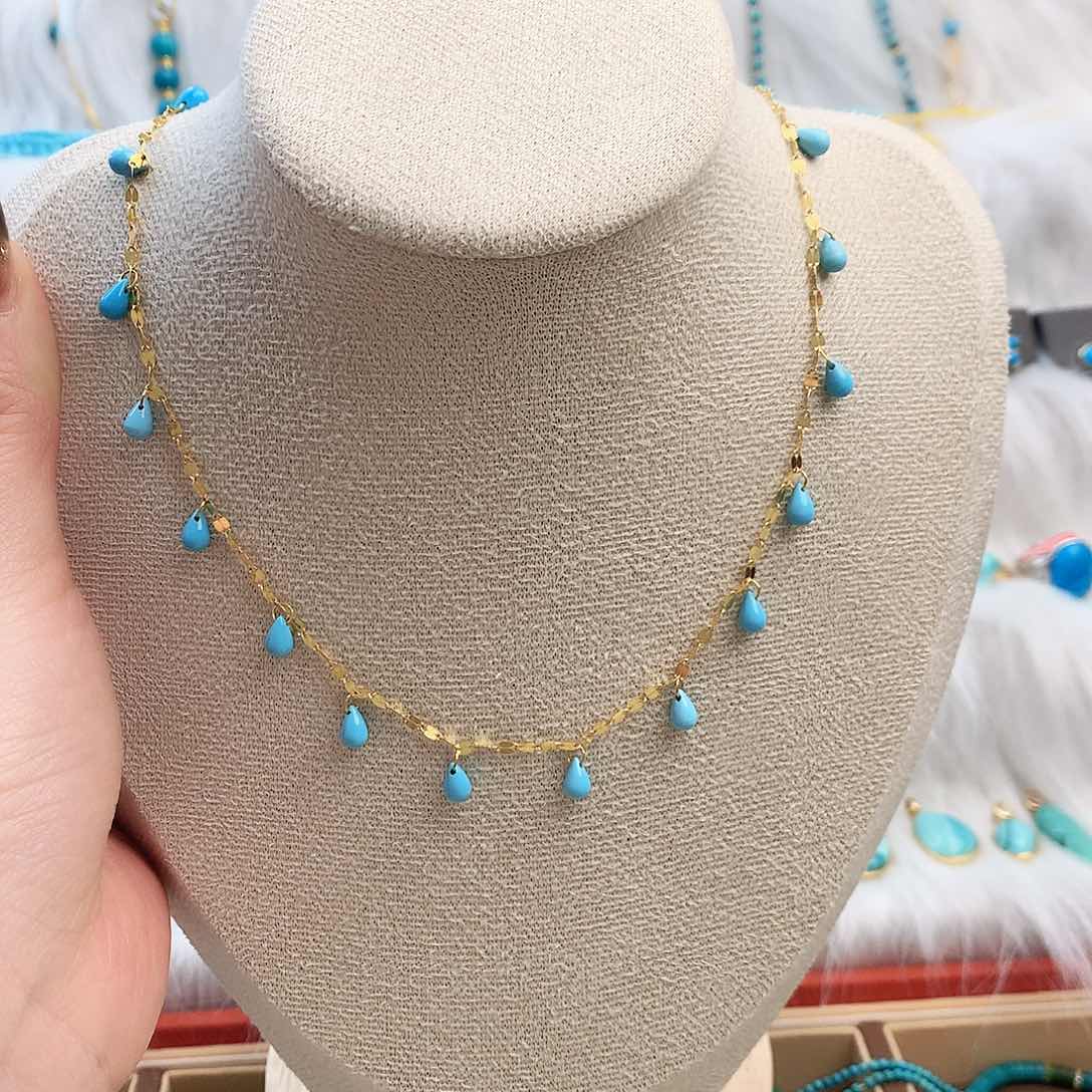 绿松石高定款项链18K金镶嵌