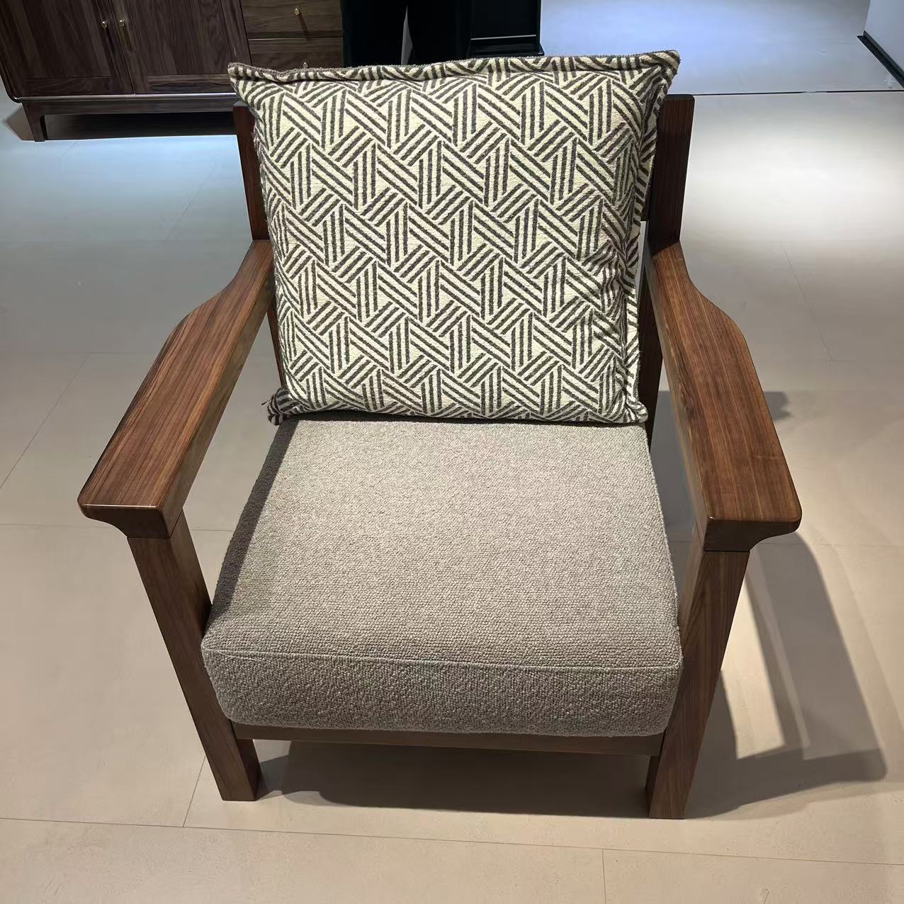 LFY13#实木单体沙发休闲椅客厅卧室阳台单人位沙发实木乌金木